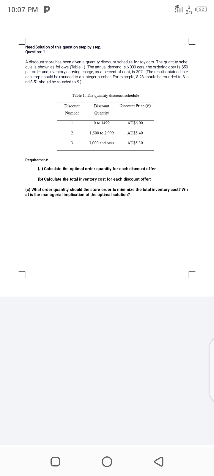 10:07 PM P il B/s 0 82 L Need Solution of this