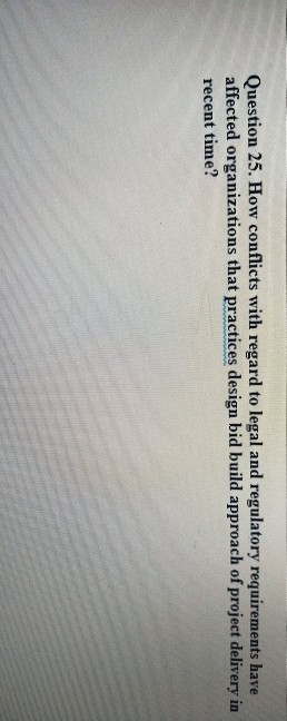 Question 25. How conflicts with regard to legal