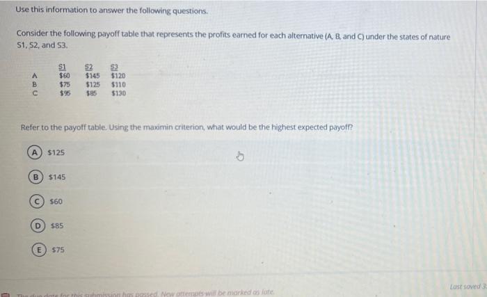 i thought answer was 145 but was incorrect. need