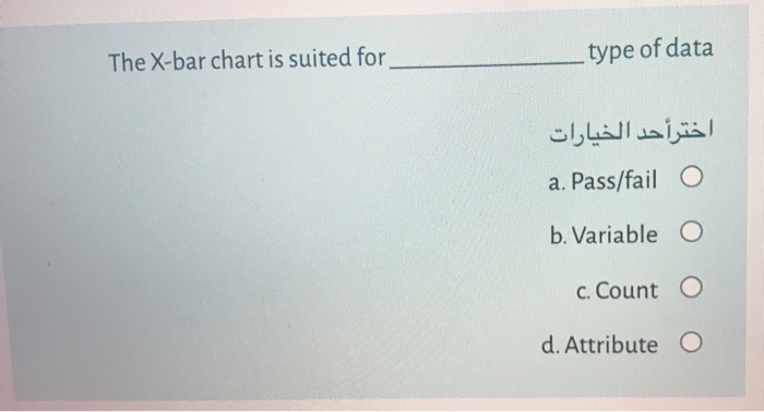 The X-bar chart is suited for type of data a.
