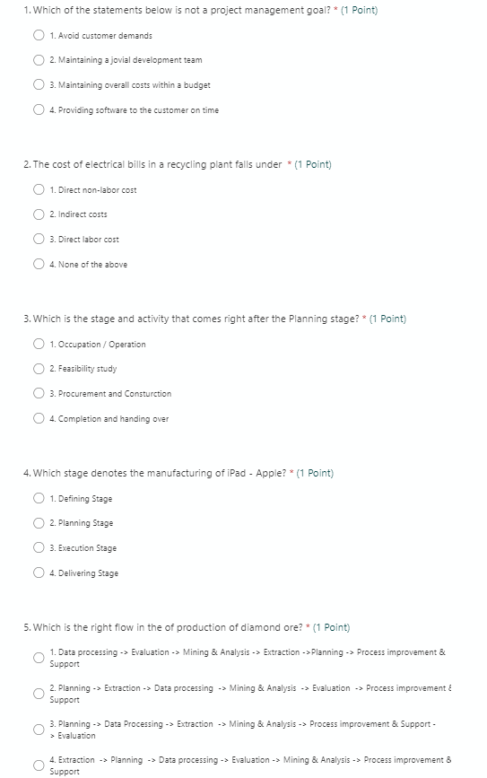 1. Which of the statements below is not a project