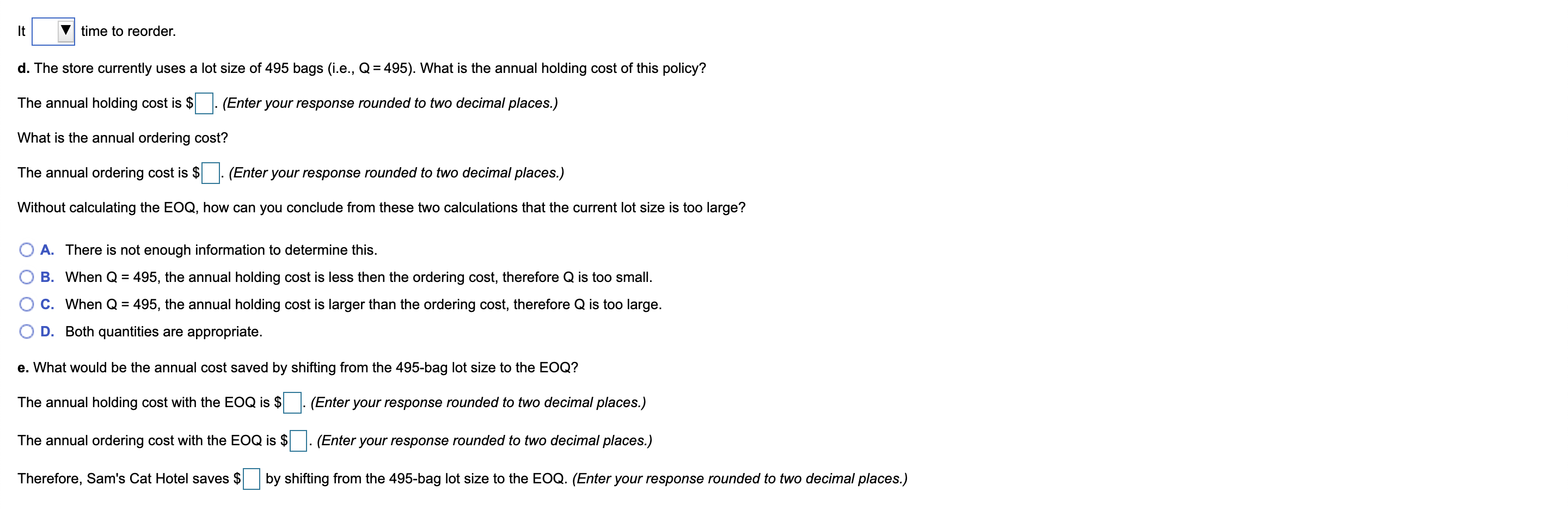 Sam's Cat Hotel operates 52 weeks per year, 7