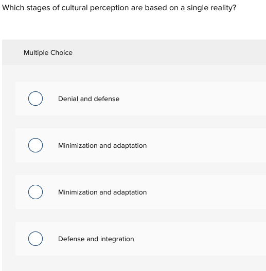 Which stages of cultural perception are based on