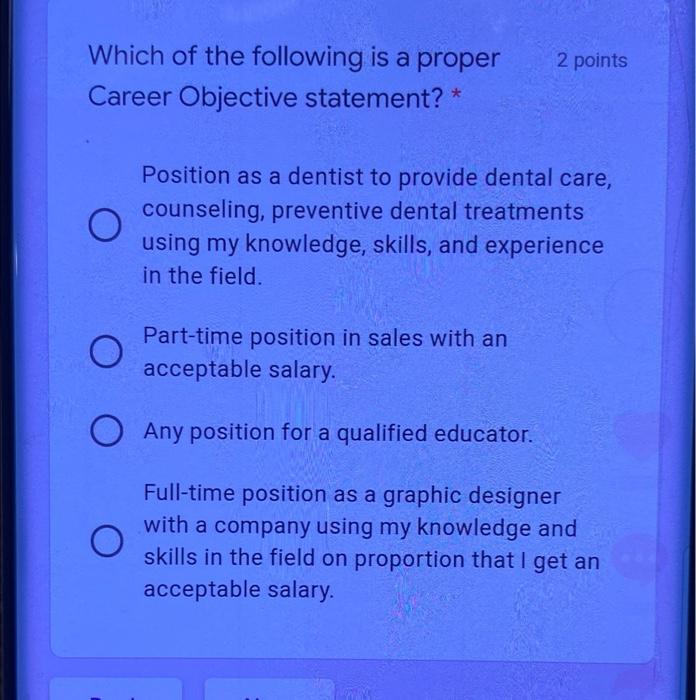 A letter of application aims at 2 points O