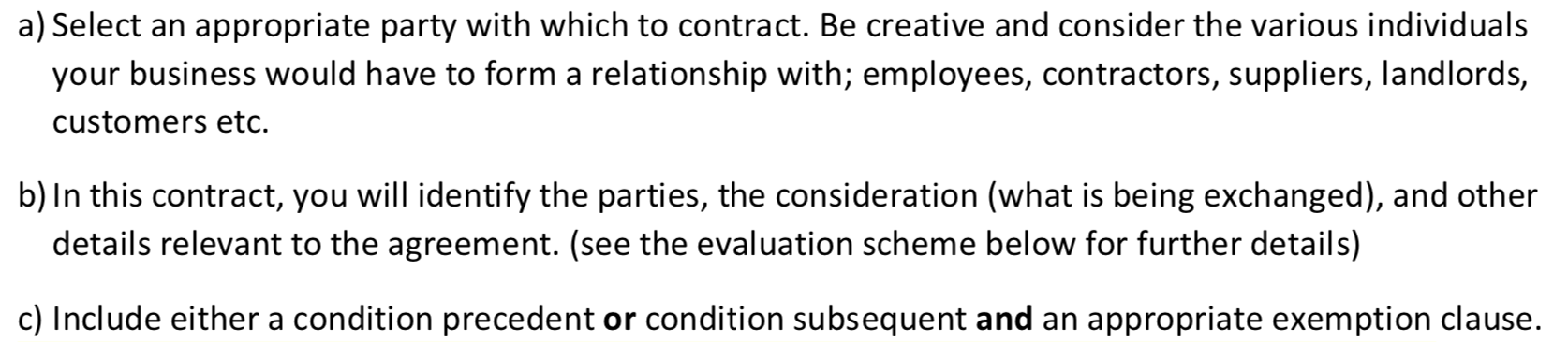 a) Select an appropriate party with which to