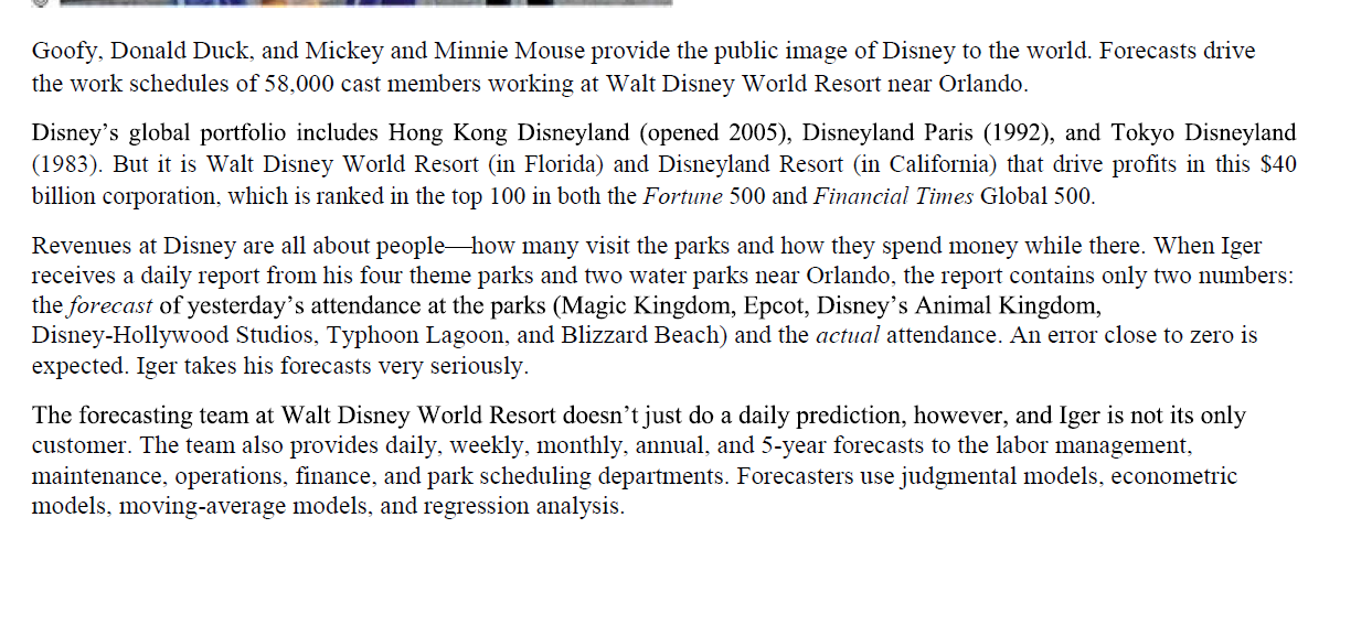 Read the case entitled Forecasting provides a
