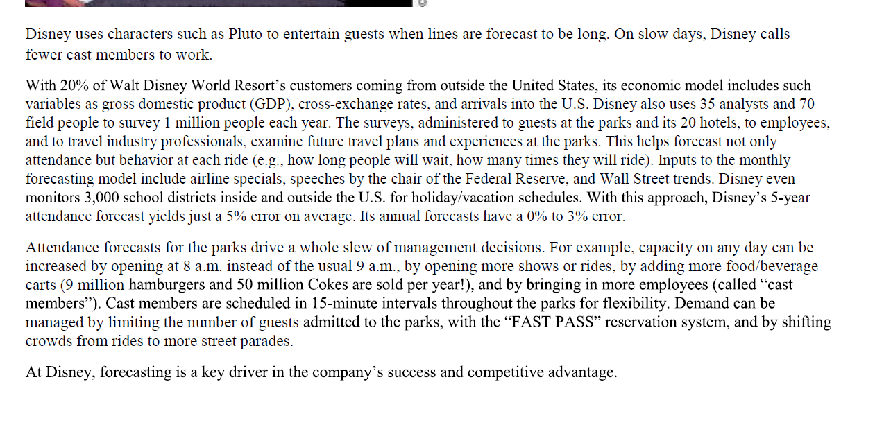 Read the case entitled Forecasting provides a