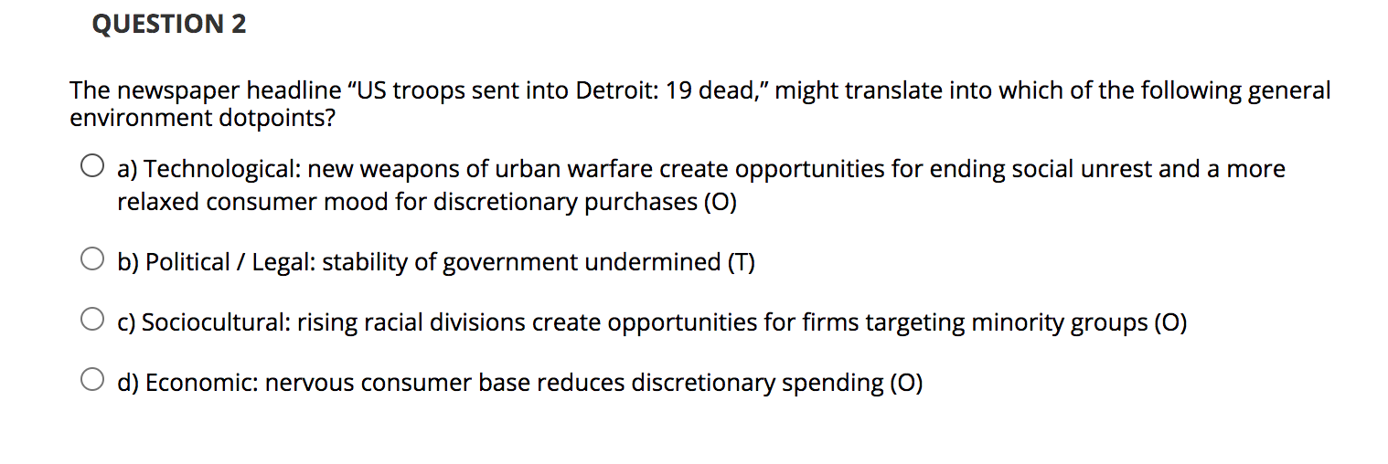 QUESTION 2 The newspaper headline "US troops sent