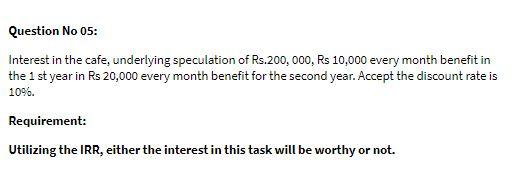 Question No 05: Interest in the cafe, underlying