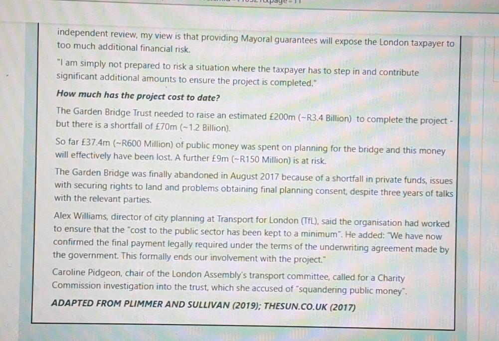 the questions that follow : 1.critise 5 key points that must be