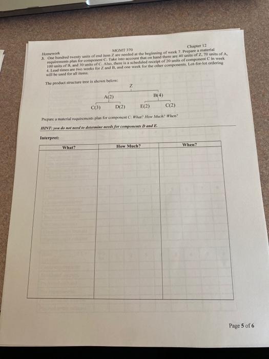 Homework MGMT 370 Chapter 12 3. One hundred