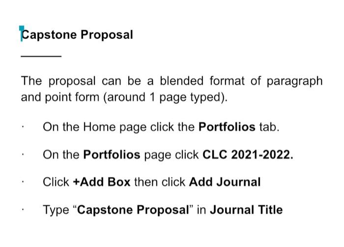 hi can u do these thanks Capstone Proposal The