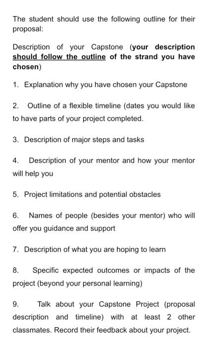 hi can u do these thanks Capstone Proposal The