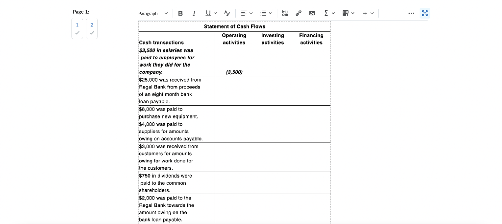 Page 1: \begin{tabular}{l|lll} 1 & 2 & Question 2
