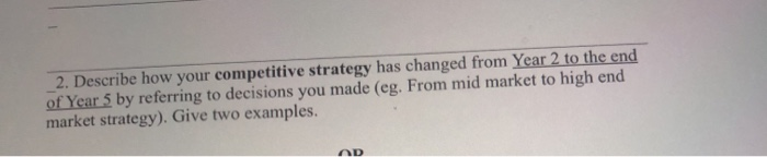 2. Describe how your competitive strategy has