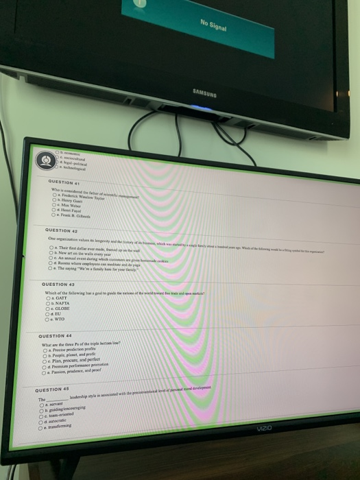 No Signal SAMSUNG QUESTION 4 0. QUESTION AT