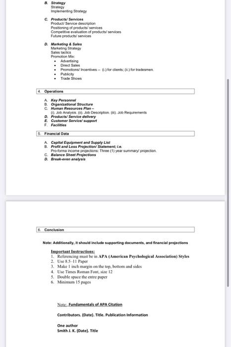 Project Make a business plan Students in a group)