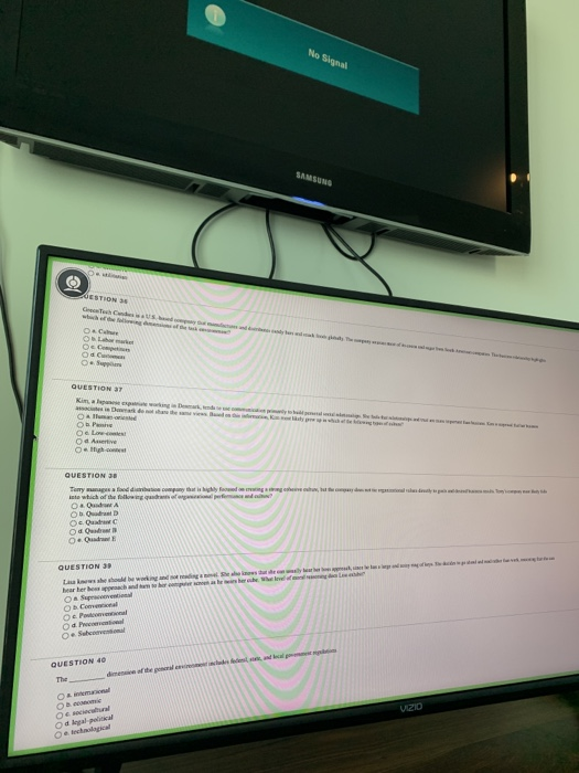 No Signal SAMSUNG QUESTION 4 0. QUESTION AT