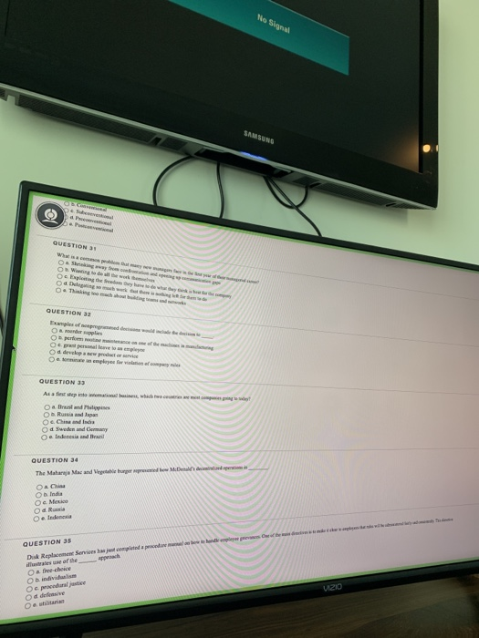 No Signal SAMSUNG QUESTION 4 0. QUESTION AT