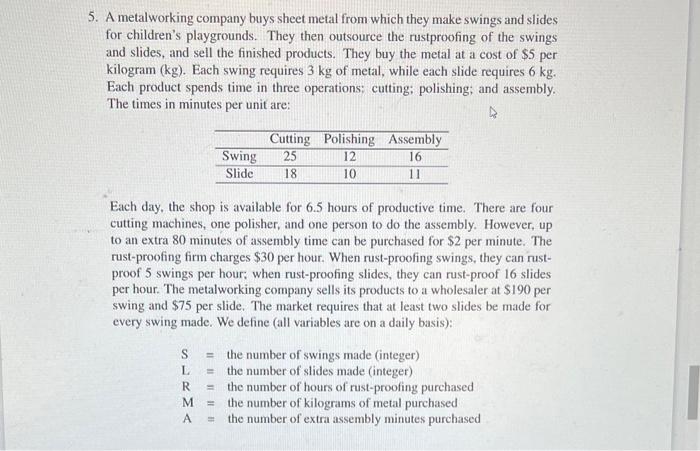 Please make an algebraic model for this question