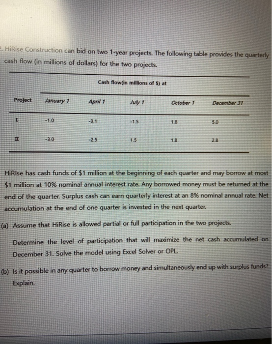 2. HiRise Construction can bid on two 1-year