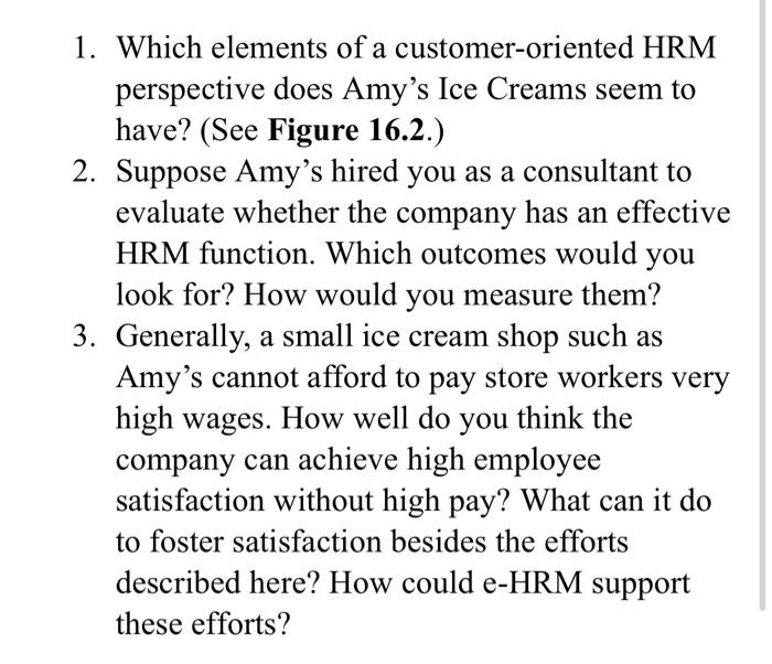 1. Which elements of a customer-oriented HRM