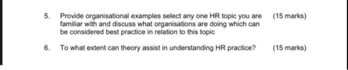 its Human Resources Questions. 5. (15 marks)