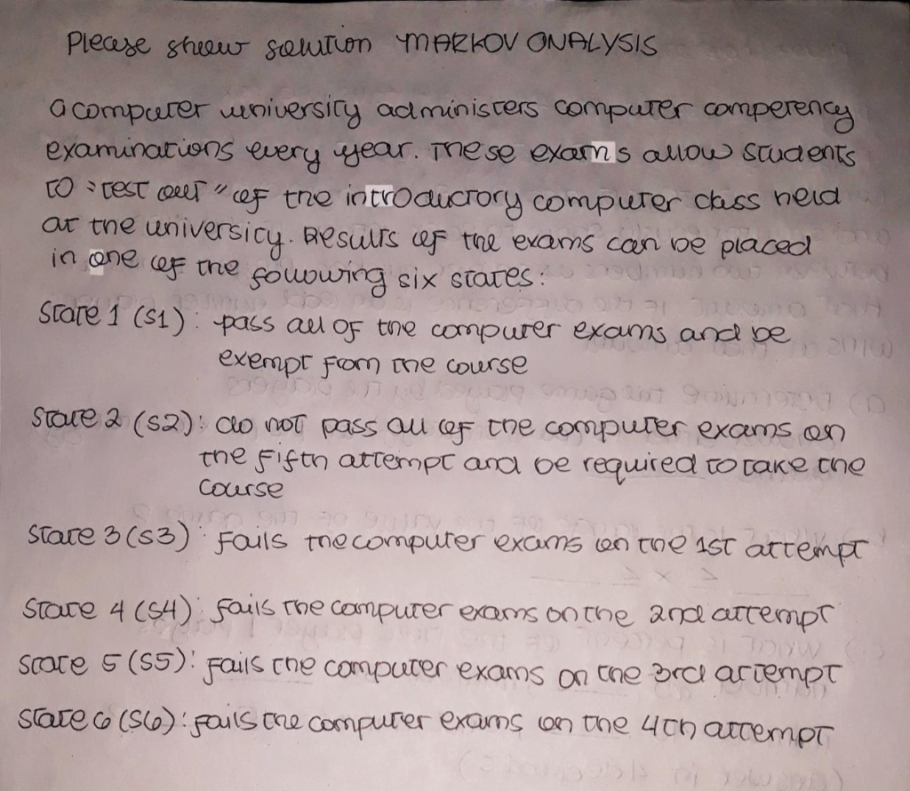 Plecese show seuition MARKO ONALYSIS a computer