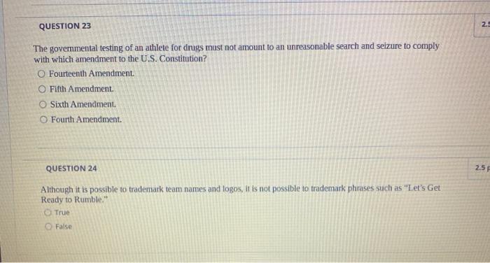 both 2. QUESTION 23 The governmental testing of