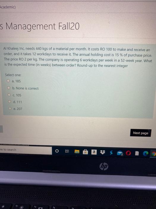 Academic) s Management Fall20 Al Khaleej Inc.