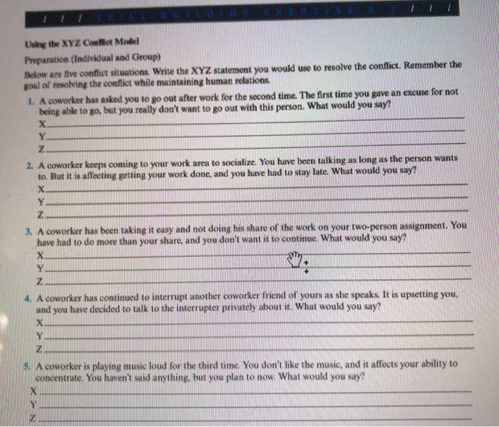 Using the XYZ Conflict Model Preparation