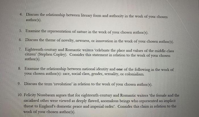 choose one of the below authors and relate them