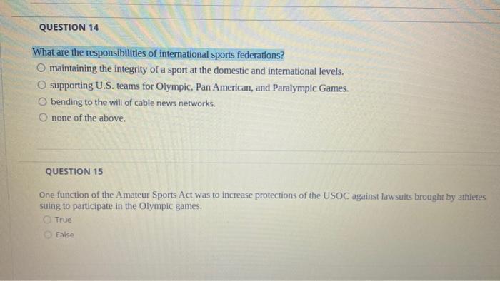 both QUESTION 14 What are the responsibilities of