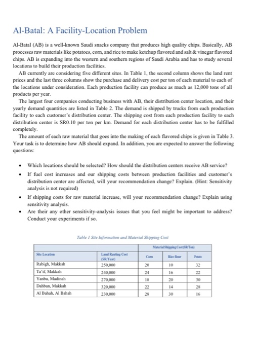 i need just LP Model this is case study in