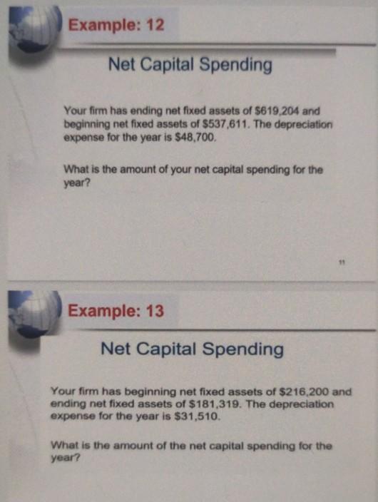 Example: 12 Net Capital Spending Your firm has