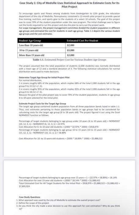 Case Study 1: City of Medville Uses Statistical