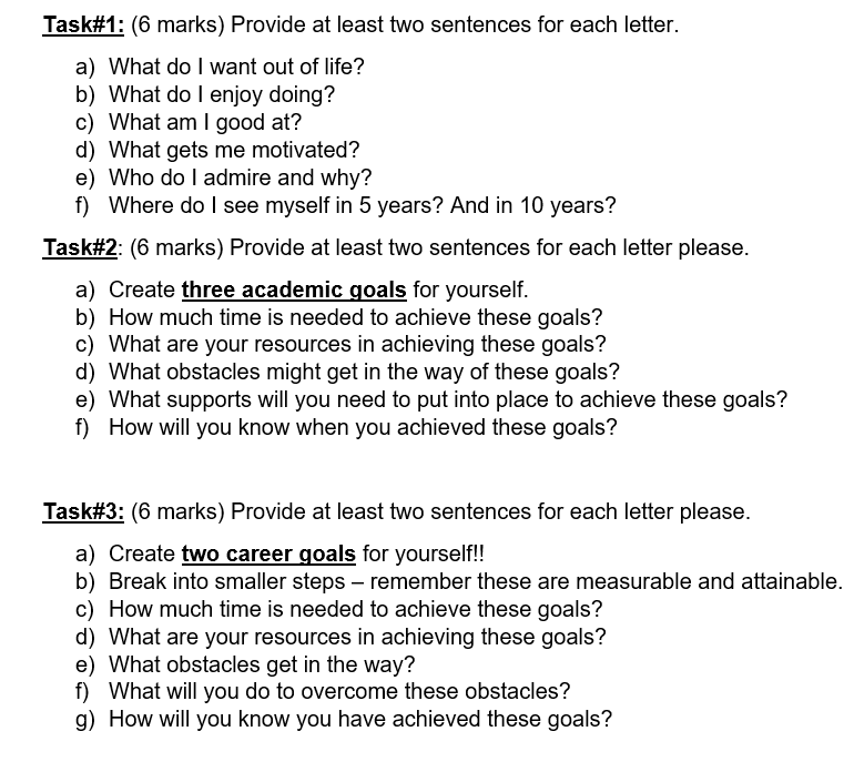 Task#1: (6 marks) Provide at least two sentences