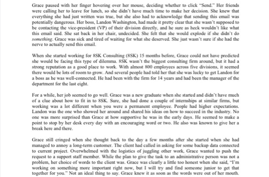 Carefully read the Case Managing Up Grace