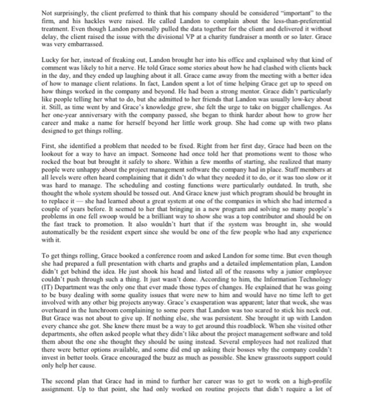 Carefully read the Case Managing Up Grace