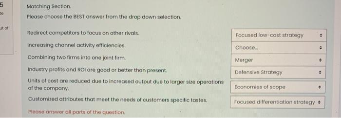 5 te Matching Section Please choose the BEST