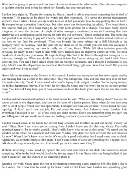 Carefully read the Case Managing Up Grace