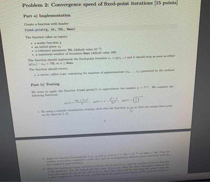 Problem 2: Convergence speed of fixed-point