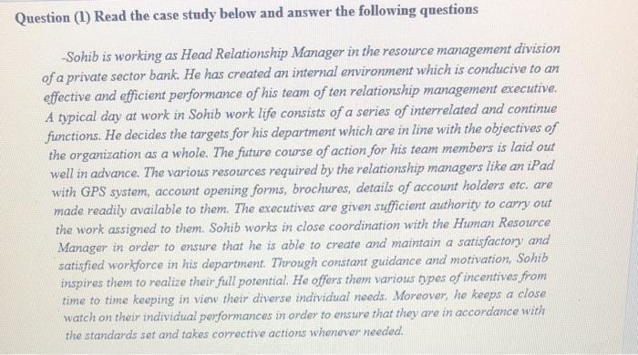 Question (1) Read the case study below and answer