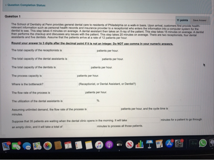 Question Completion Status: Question 1 11 points