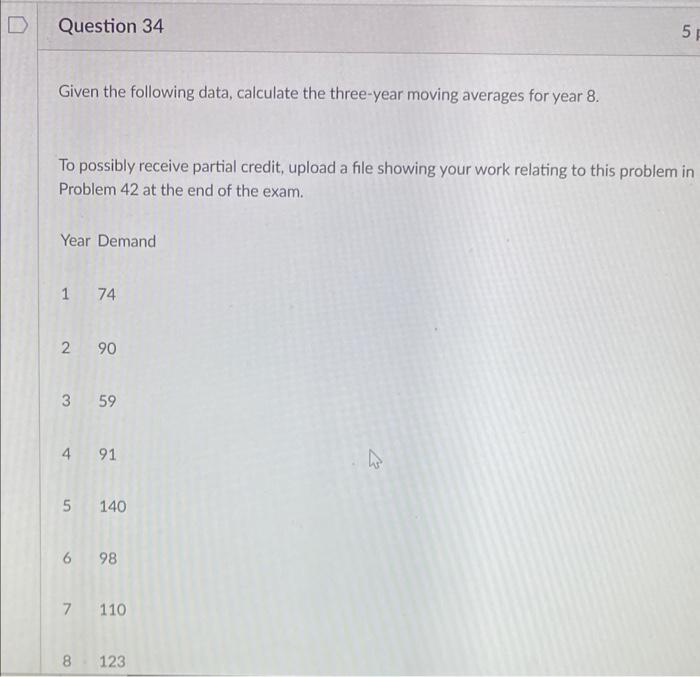 Given the following data, calculate the