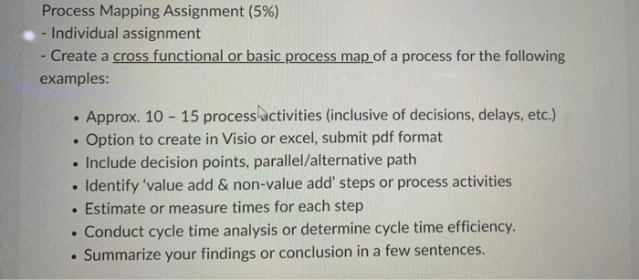 Process Mapping Assignment (5%) - Individual