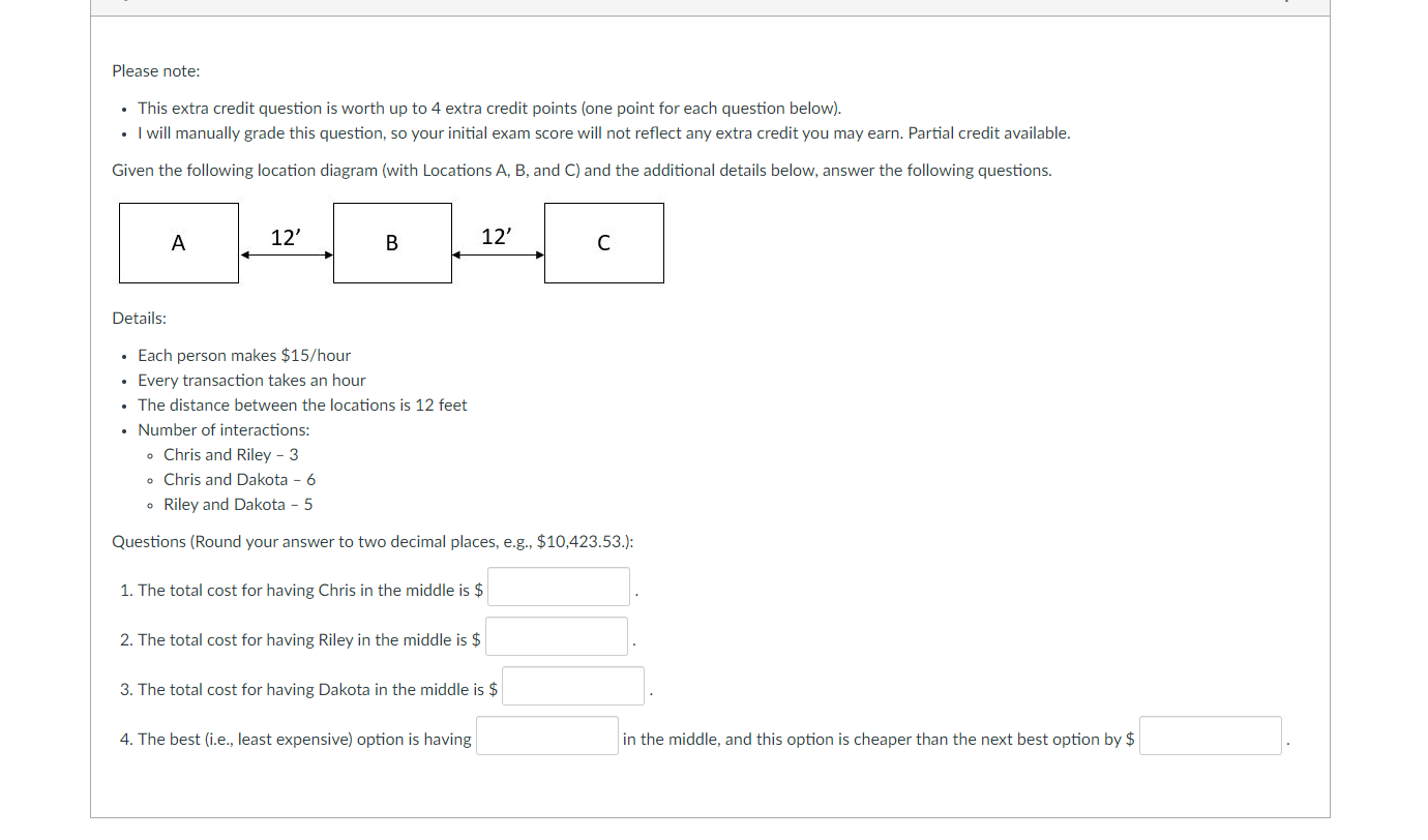 Please note: . This extra credit question is