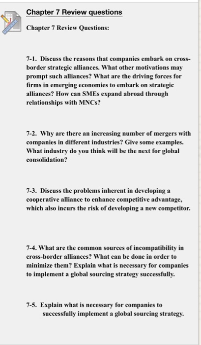 Chapter 7 Review questions Chapter 7 Review