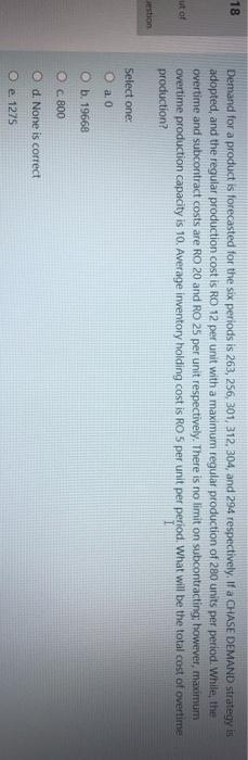 18 Demand for a product is forecasted for the six