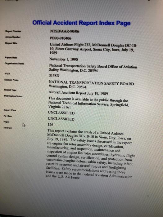 Q: Discuss actions the crew of UAL 232 took for